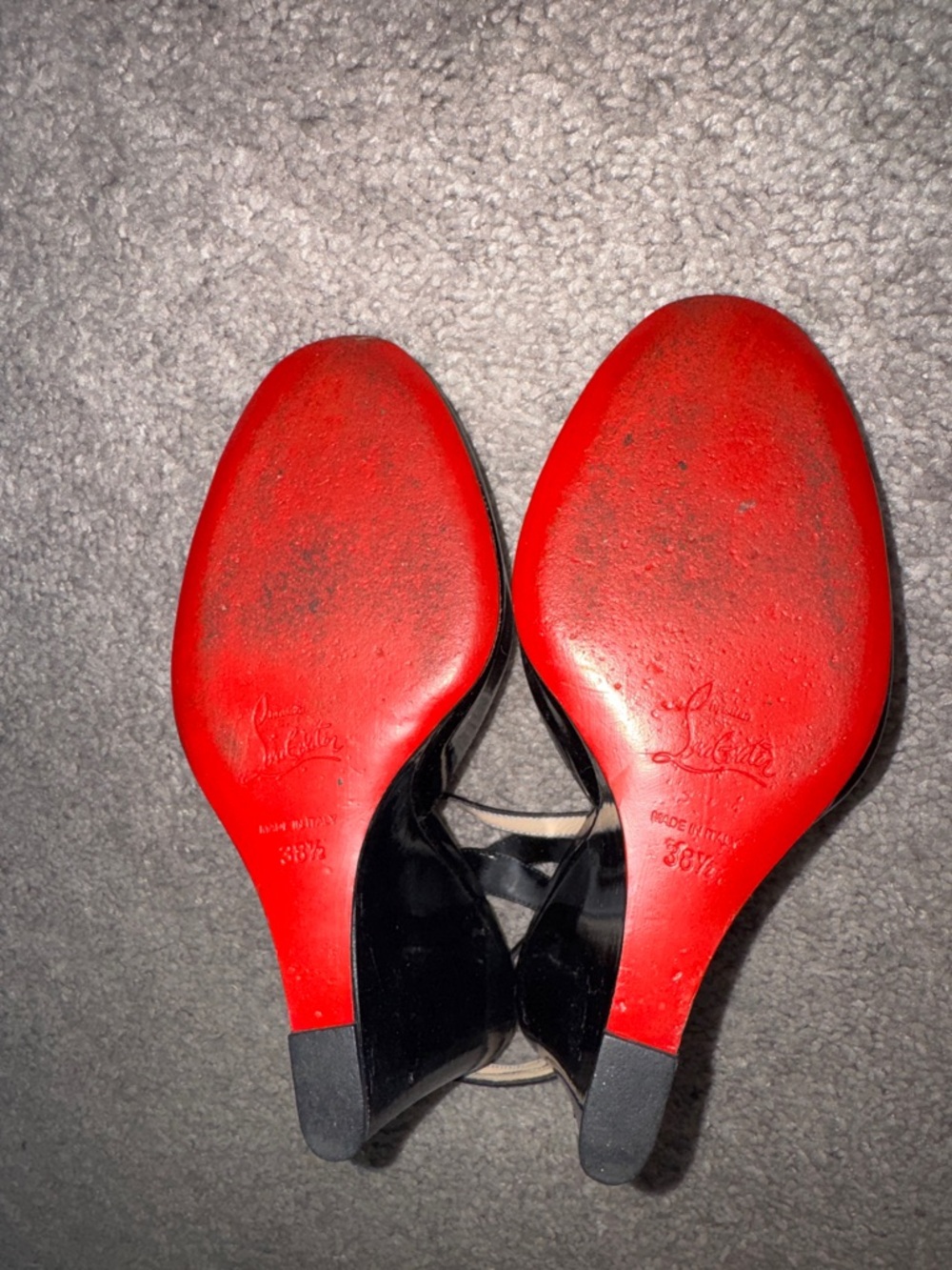 Christian Louboutin Black Patent Peep-Toe Ankle-Strap Heels - Picture 8 of 8